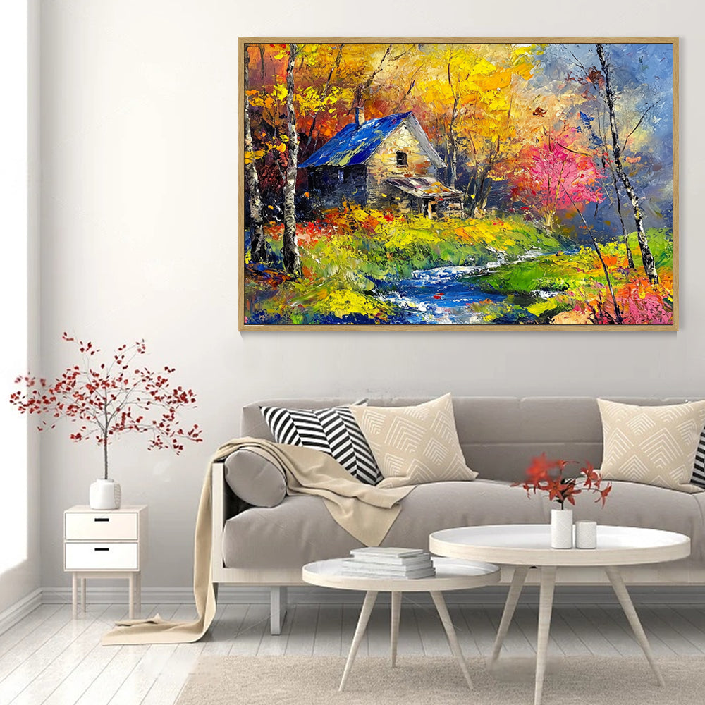 Charming Countryside Cabin Canvas Wall Art