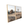 Countryside Serenity with Oak Tree and Windmill Canvas Wall Art