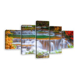 5-Piece Cascading Autumn Waterfall Canvas Wall Art