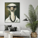 Quirky Ostrich Portrait Canvas Wall Art