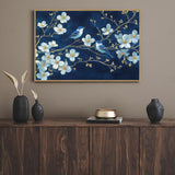 Bluebirds on Blossoming Branches Canvas Wall Art