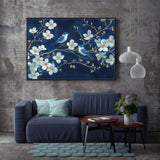 Bluebirds on Blossoming Branches Canvas Wall Art