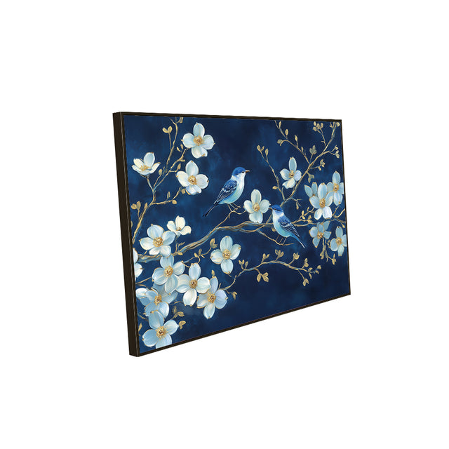 Bluebirds on Blossoming Branches Canvas Wall Art