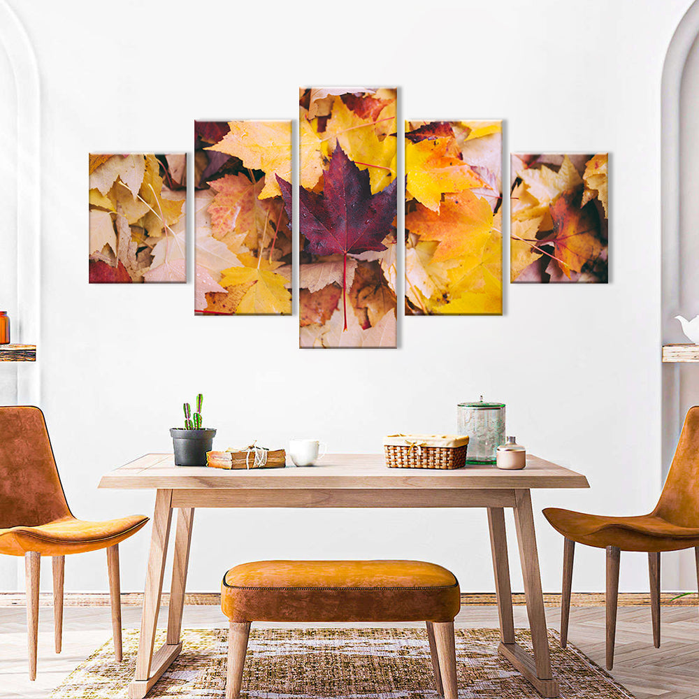 5-Piece Autumn Leaves Canvas Wall Art