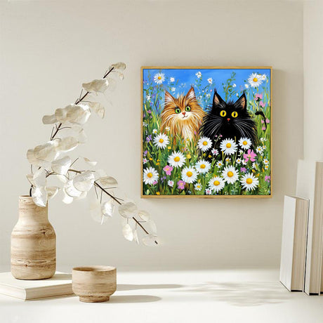 Whimsical Cat Duo Canvas Wall Art