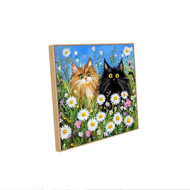 Whimsical Cat Duo Canvas Wall Art