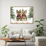 Festive Yorkie Duo Canvas Wall Art