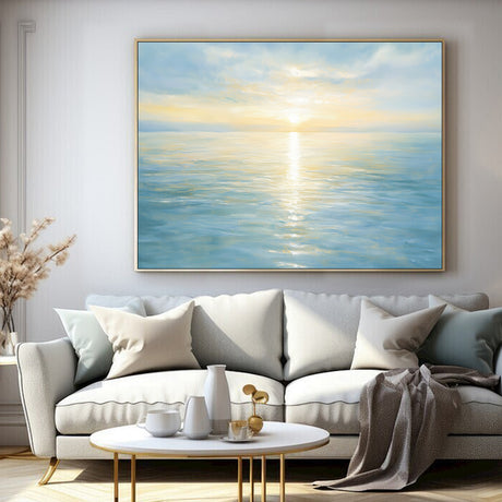 Golden Horizon – Serene Ocean Sunset Canvas Wall Art