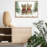 Festive Yorkie Duo Canvas Wall Art