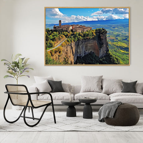 Majestic Cliffside Village Canvas Wall Art