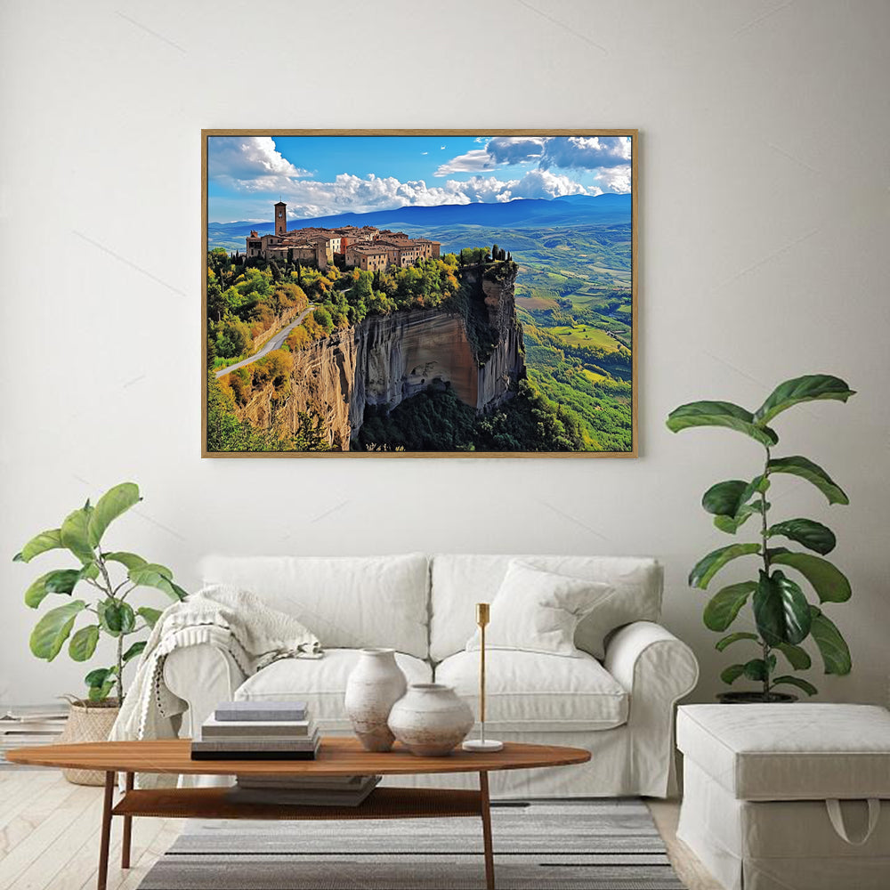 Majestic Cliffside Village Canvas Wall Art