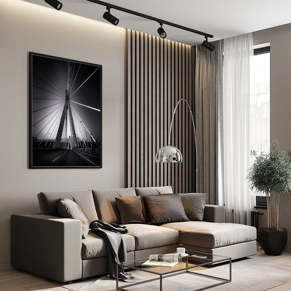 Modern Black And White Cable Bridge Canvas Wall Art