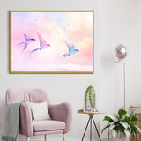 Ethereal Swallows in Flight Canvas Wall Art