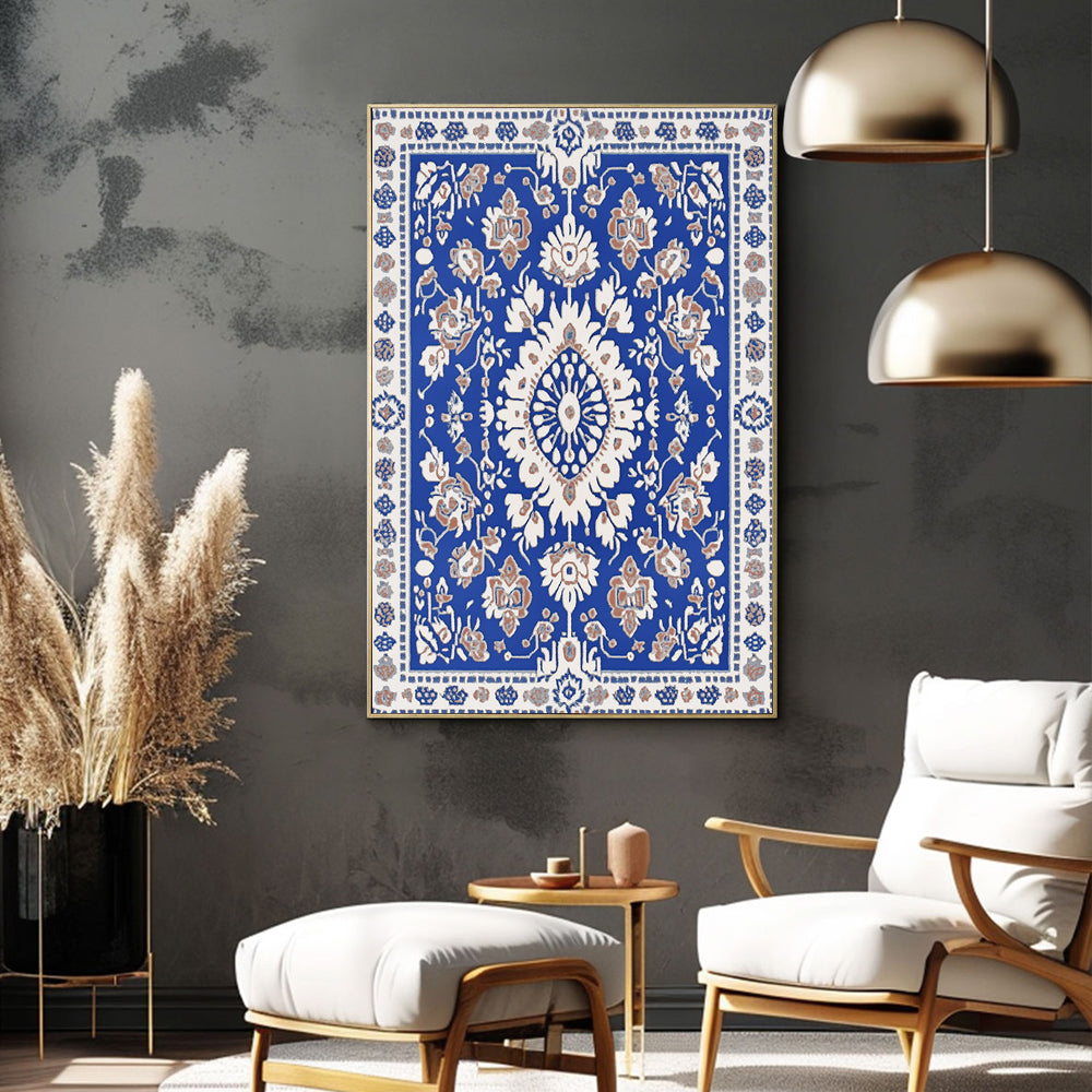 Bohemian Royal Blue Medallion Canvas Wall Art