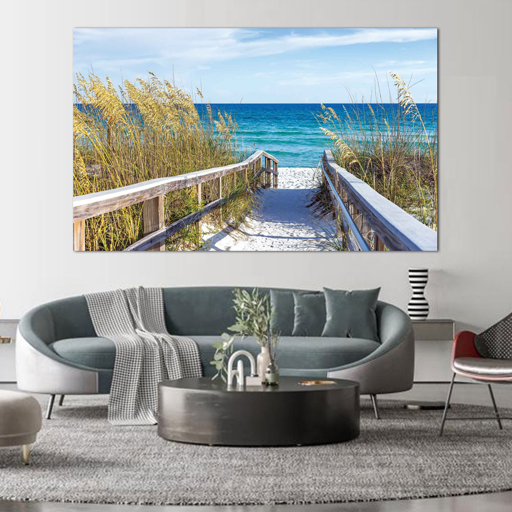 Serene Beach Walkway Canvas Wall Art