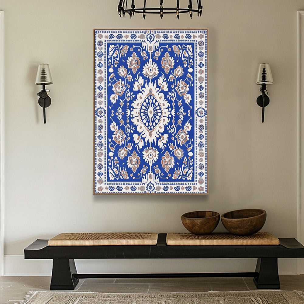 Bohemian Royal Blue Medallion Canvas Wall Art