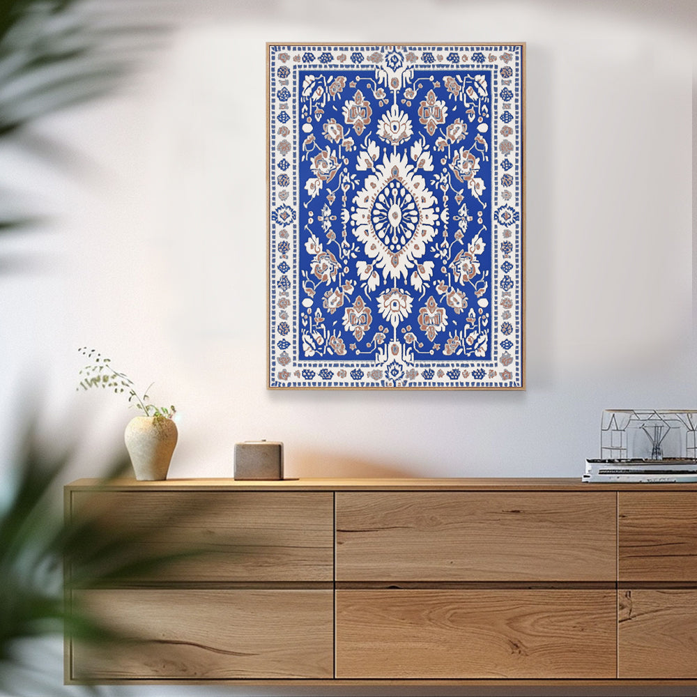 Bohemian Royal Blue Medallion Canvas Wall Art