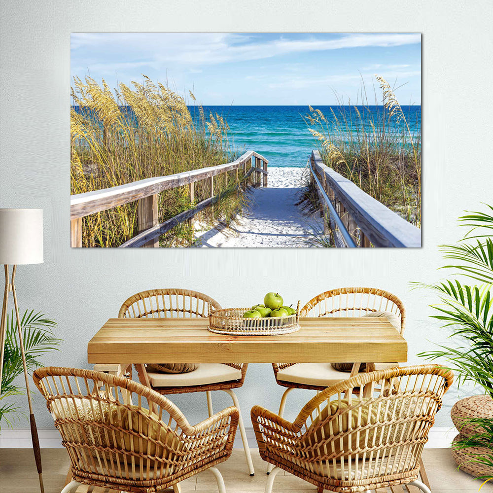 Serene Beach Walkway Canvas Wall Art