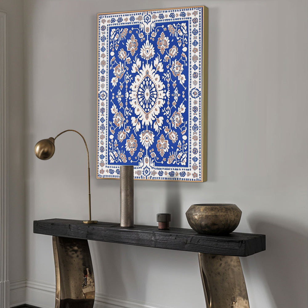 Bohemian Royal Blue Medallion Canvas Wall Art