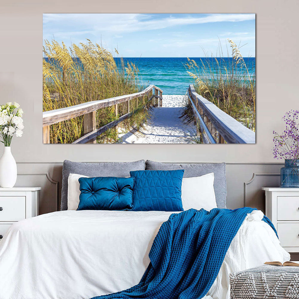 Serene Beach Walkway Canvas Wall Art