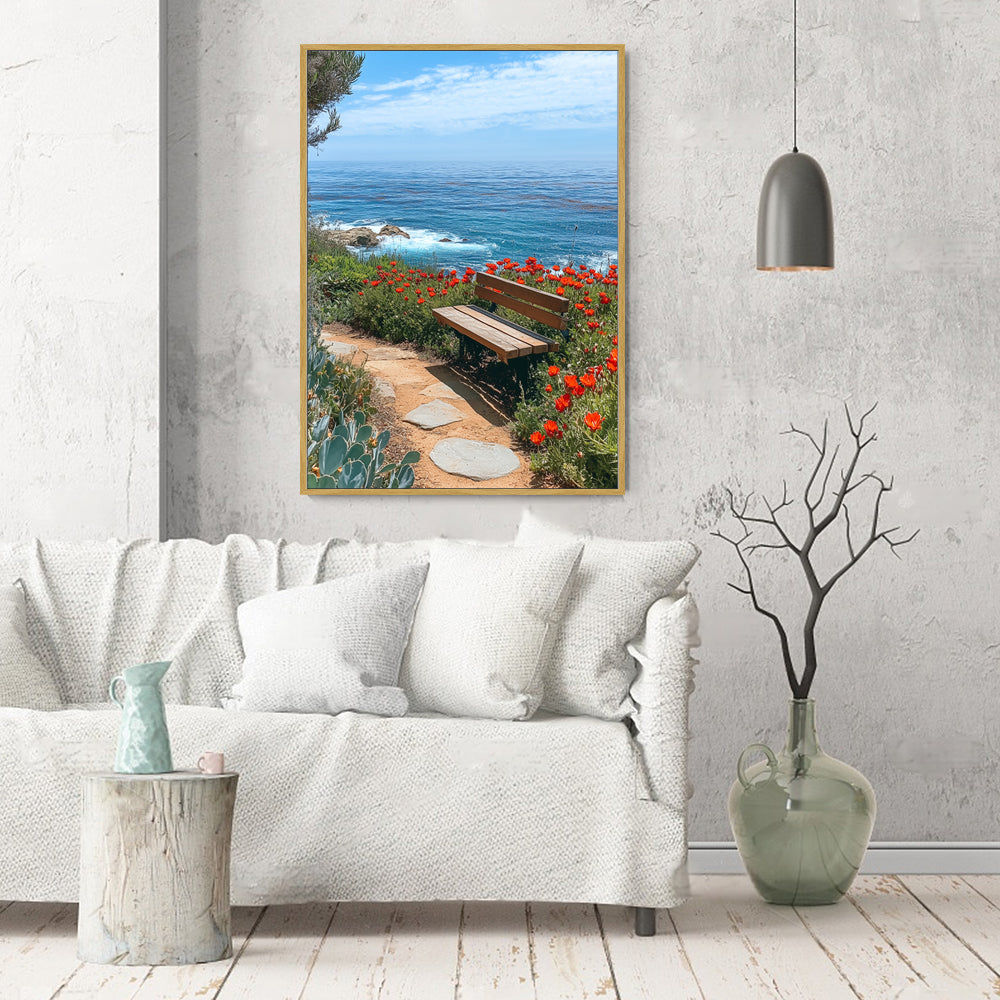 Seaside Serenity Bench Canvas Wall Art