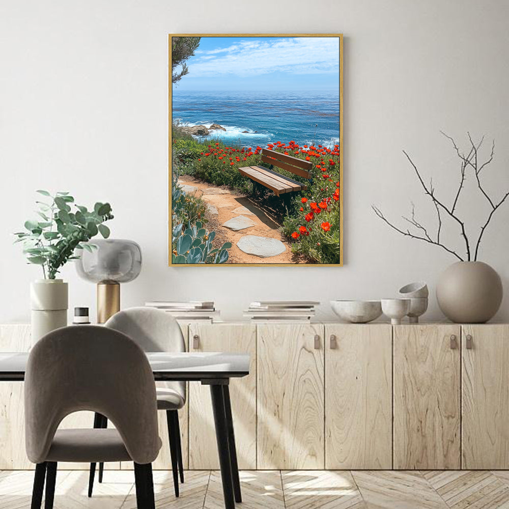 Seaside Serenity Bench Canvas Wall Art