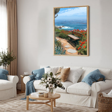 Seaside Serenity Bench Canvas Wall Art