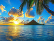 Tropical Paradise Sunset Canvas Wall Art