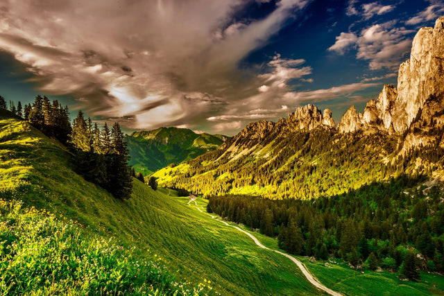 Dolomite Mountain Landscape Canvas Wall Art