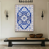 Bohemian Floral Harmony Royal Blue Canvas Wall Art