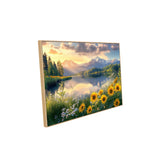 Serene Mountain Lake with Sunflowers-Canvas Wall Art