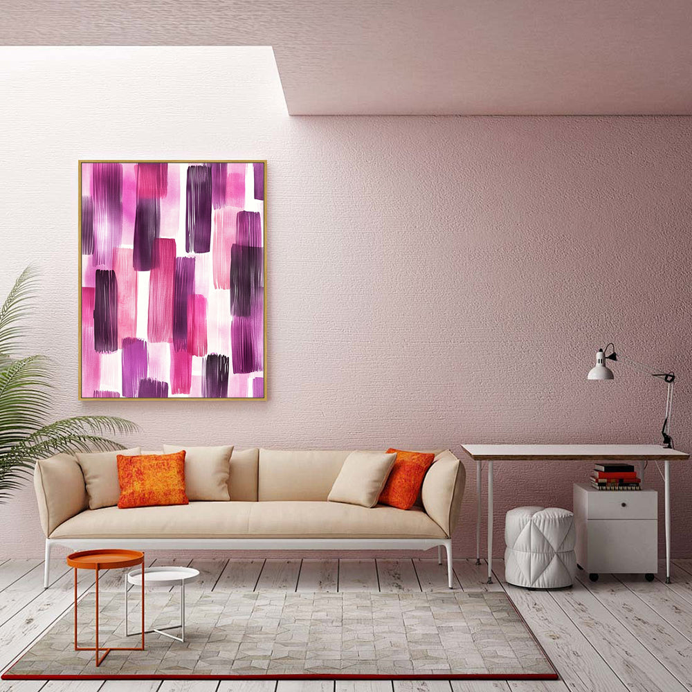 Abstract Pink and Purple Brushstrokes Canvas Wall Art