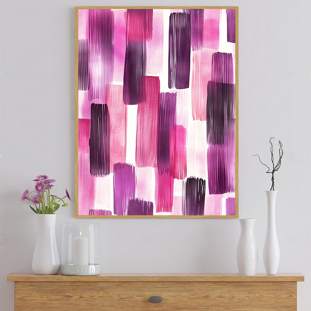 Abstract Pink and Purple Brushstrokes Canvas Wall Art