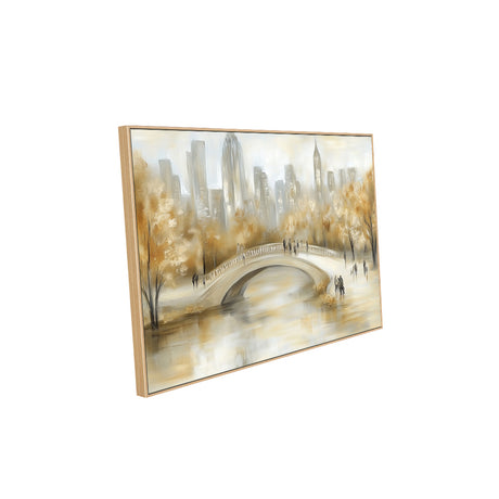 Golden Cityscape Bridge Canvas Wall Art