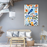 Bluebird And Blooms Canvas – Vibrant Nature-Inspired Art