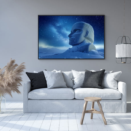 Celestial Night And Snow Sculpture Canvas Wall Art