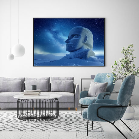 Celestial Night And Snow Sculpture Canvas Wall Art