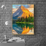 Golden Mountain Reflection Canvas Wall Art