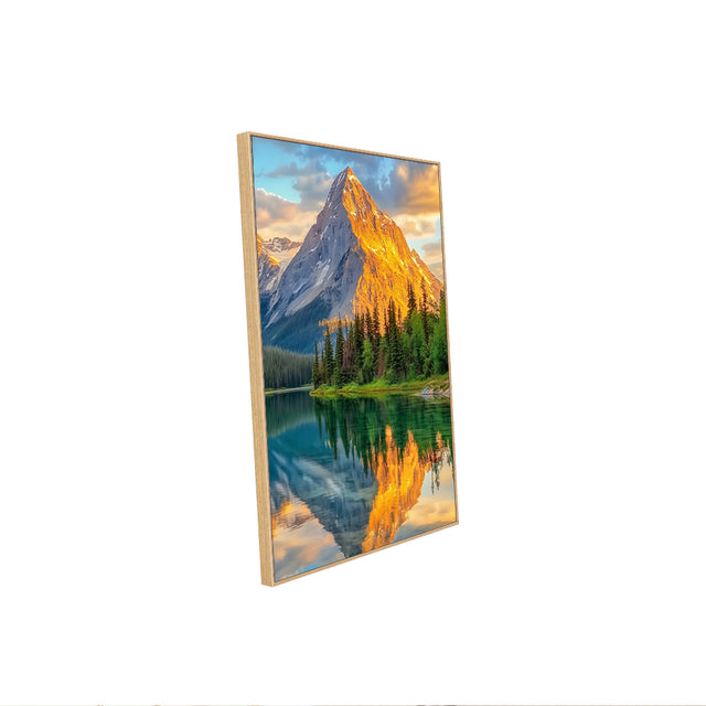 Golden Mountain Reflection Canvas Wall Art