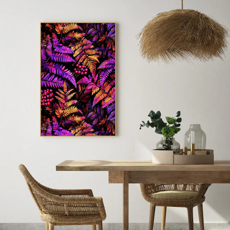 Vivid Fern Fantasy: Colorful Botanical Canvas Wall Art