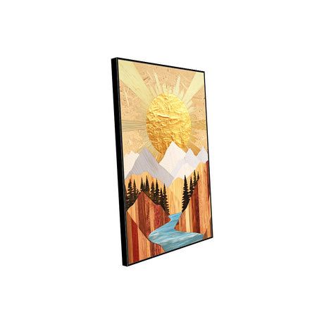 Golden Sunrise Over Mountain Stream Canvas Art