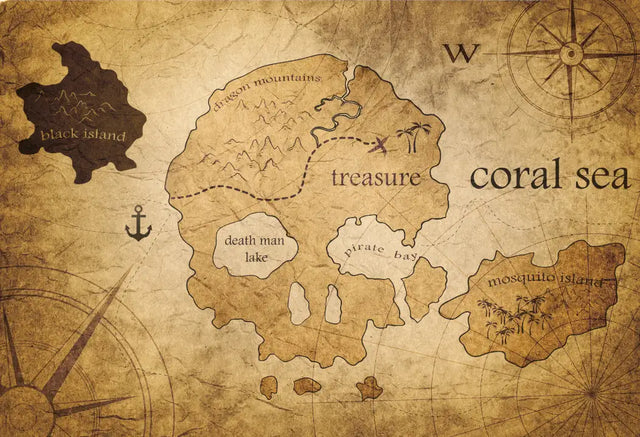 Vintage Pirate Treasure Map Canvas Wall Art