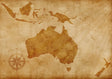 Vintage Australia Map With Compass Canvas Wall Art