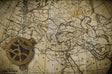 Vintage World Map With Compass Canvas Wall Art
