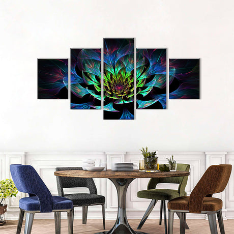 5-Piece Colorful Lotus Bloom Canvas Wall Art