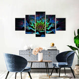 5-Piece Colorful Lotus Bloom Canvas Wall Art