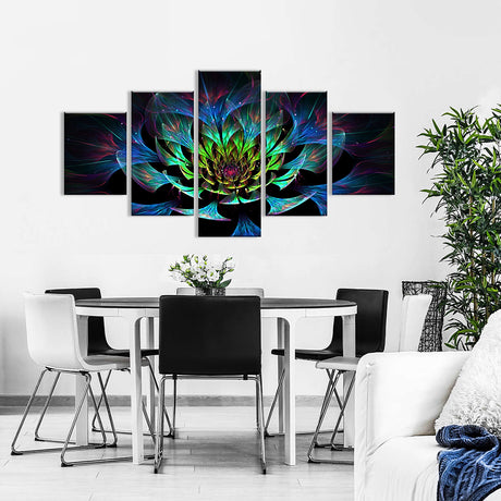 5-Piece Colorful Lotus Bloom Canvas Wall Art