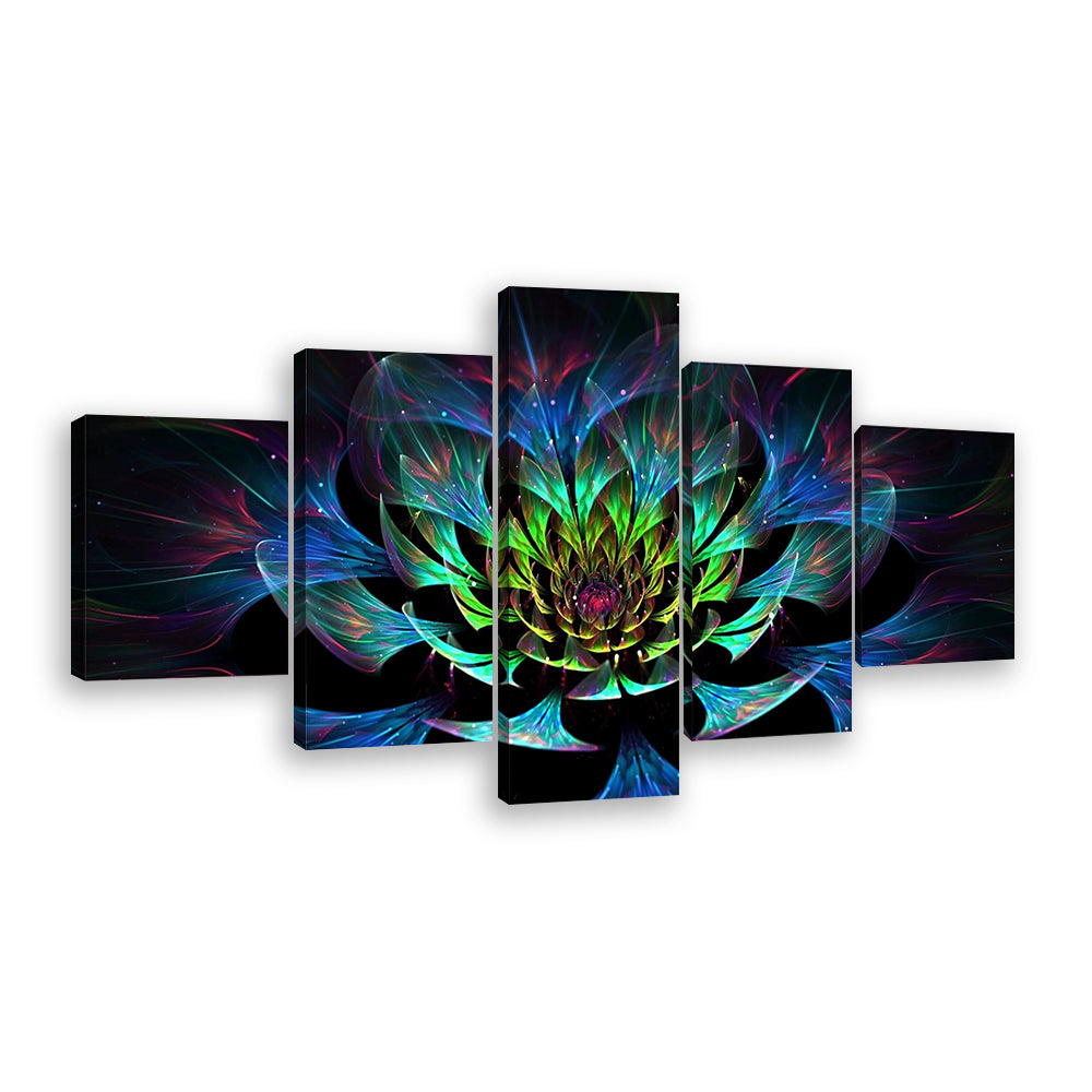 5-Piece Colorful Lotus Bloom Canvas Wall Art