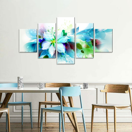 Abstract Blue Floral Multi-Panel Canvas Wall Art