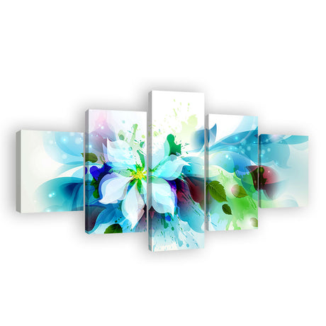 Abstract Blue Floral Multi-Panel Canvas Wall Art